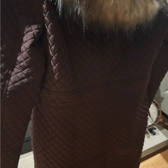 Ivanka Trump Womens Winter Wine Color Faux Fur Lined Hood Quilted Parka M NWT - Picture 8 of 16